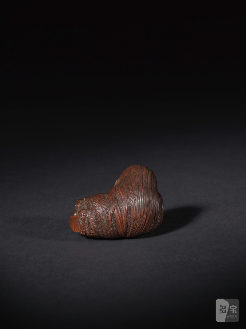 木彫根付 猩々 銘「一貫」 19世紀 | NETSUKE EN BOIS REPRÉSENTANT UN SHOJO ENDORMI - 图3